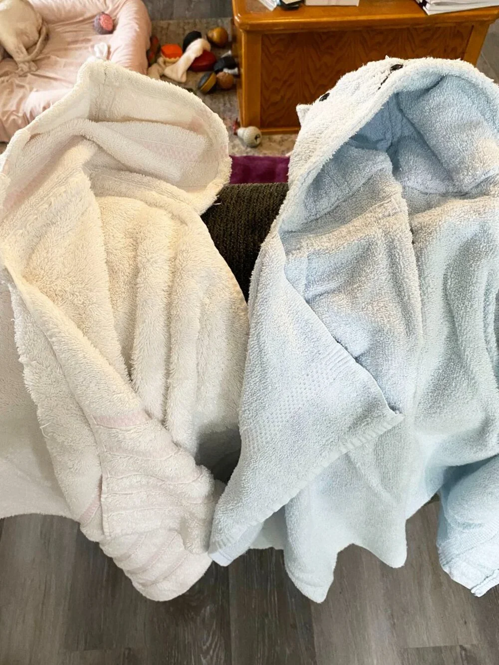 Two Toddler Hooded Bath Towels - Kids Bath Wraps